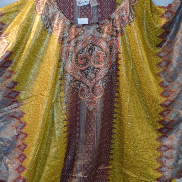 Sante Classics hi lo yellow pattern lounge dress - Picture 2 of 5